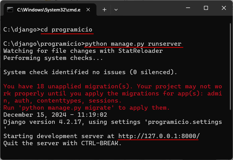 Executando o primeiro projeto em Django