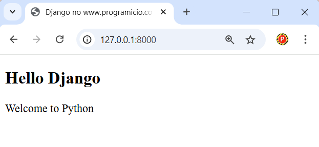 Navegador exibindo template dinâmico retornado pelo servidor Django