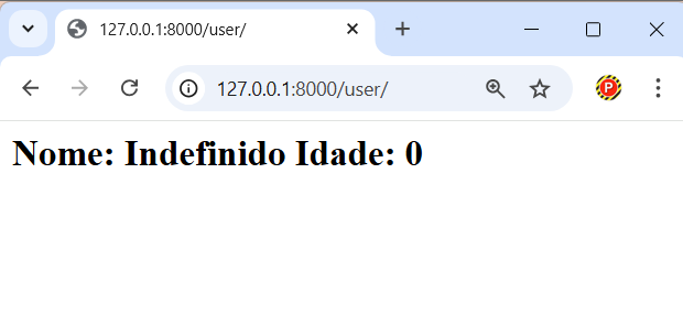 Navegador exibindo valores padrão definidos no Django