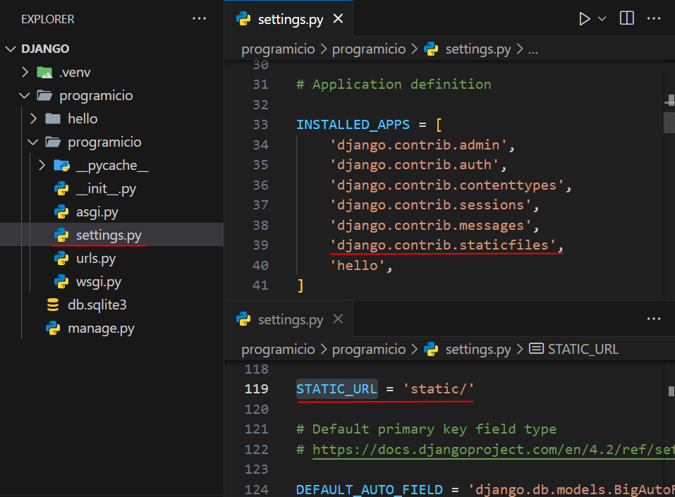 Organização do projeto Django com arquivos estáticos