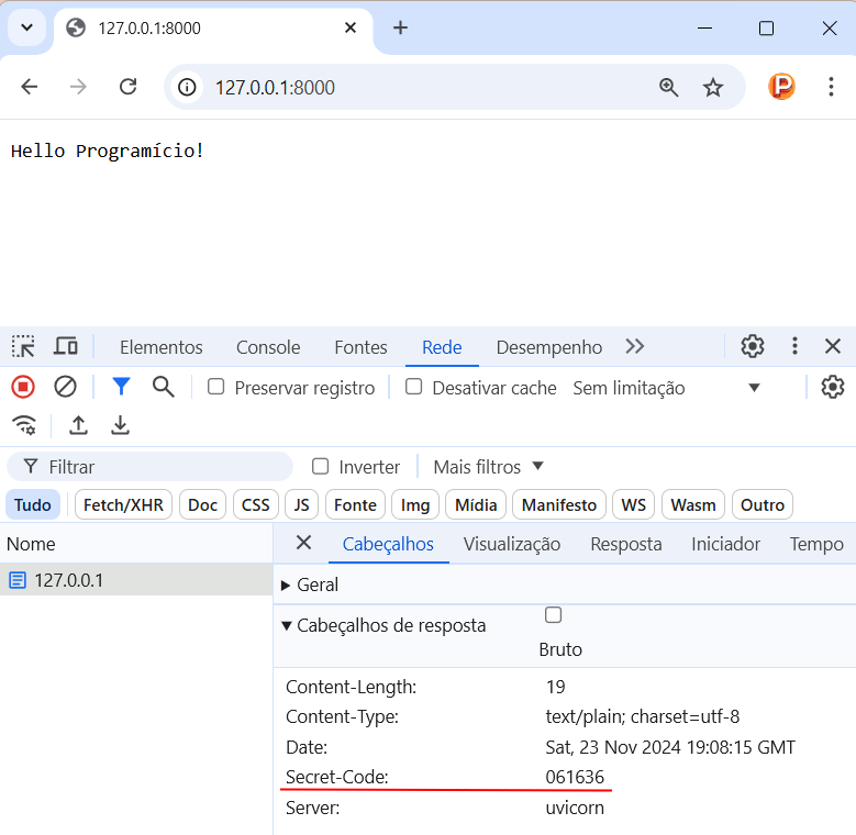 Exemplo de envio de headers em uma resposta no FastAPI