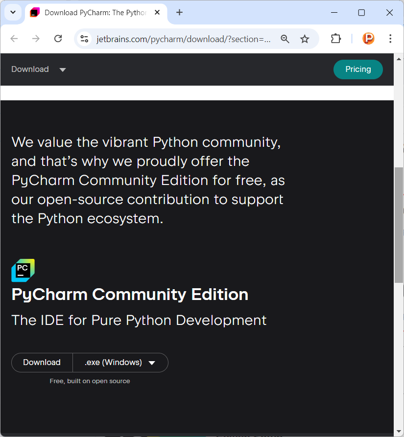 Baixando PyCharm Community