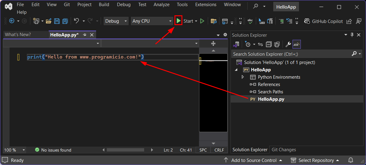 Executando Python em Visual Studio