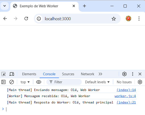 Comunicação entre Web Workers e o Thread Principal em JavaScript