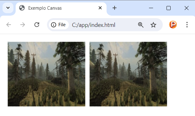 Exibindo duas imagens no canvas em JavaScript com o método drawImage