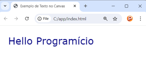 Exibindo texto no canvas com o método fillText em JavaScript