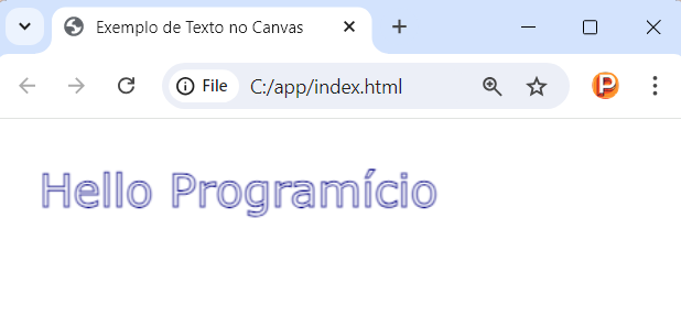 Exibindo texto no canvas com o método strokeText em JavaScript