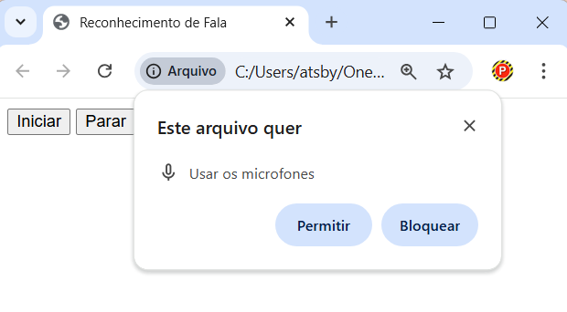 Aviso de permissão para uso do microfone