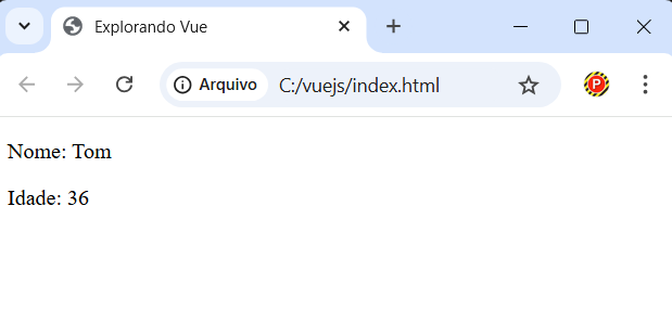 Navegador exibindo dados da aplicação Vue.js