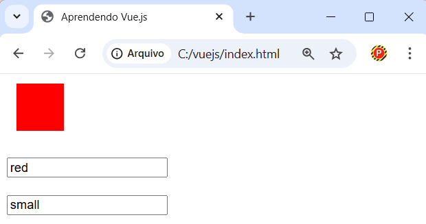 Exemplo de vinculação de classes aos vetores em Vue.js